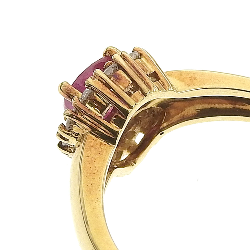 Ponte Vecchio K18YG Ruby Ring with Melee Diamonds, Size 10.5