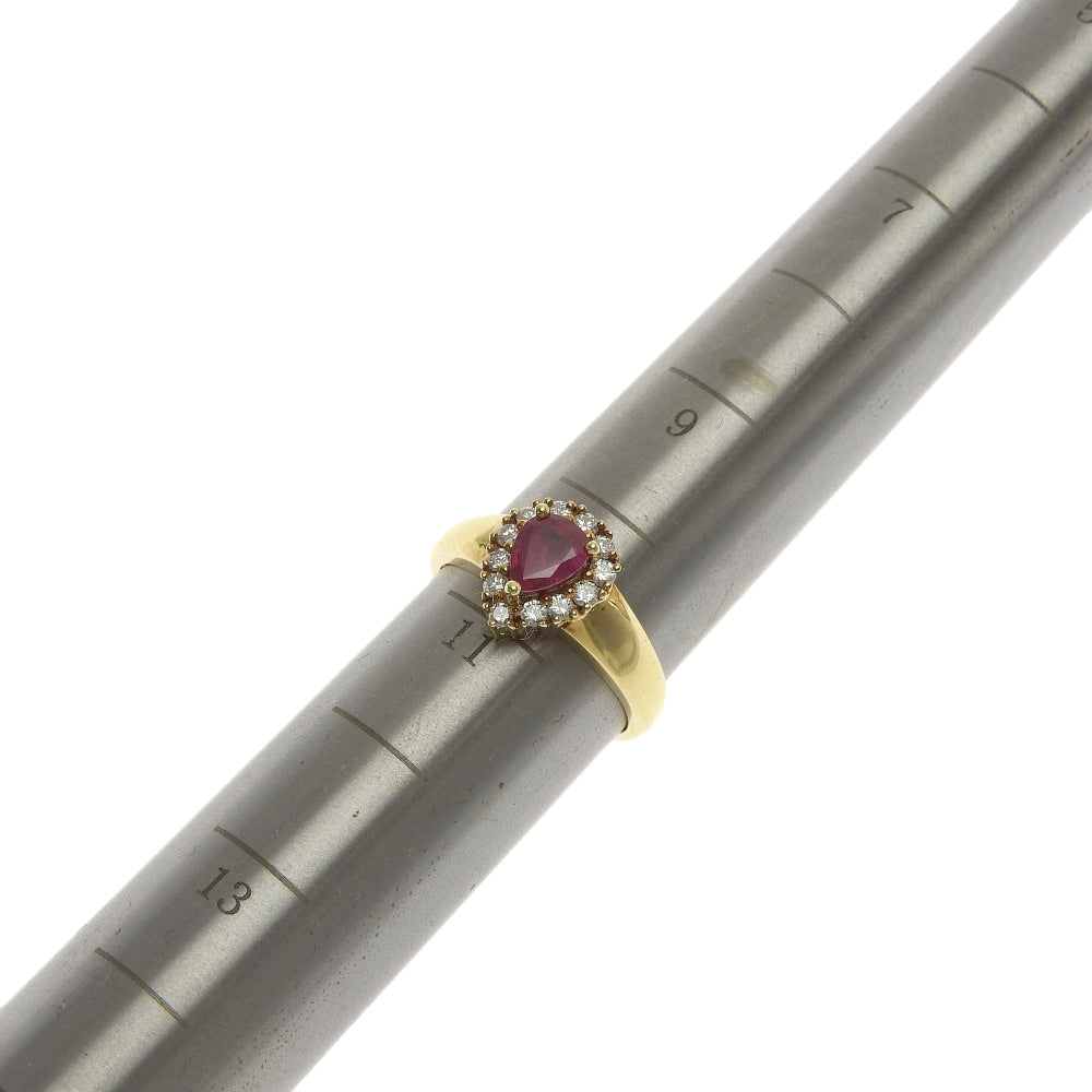 Ponte Vecchio K18YG Ruby Ring with Melee Diamonds, Size 10.5