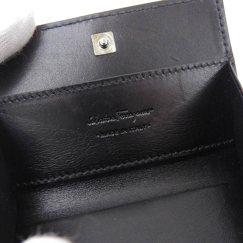 Salvatore Ferragamo Leather Coin Case Black