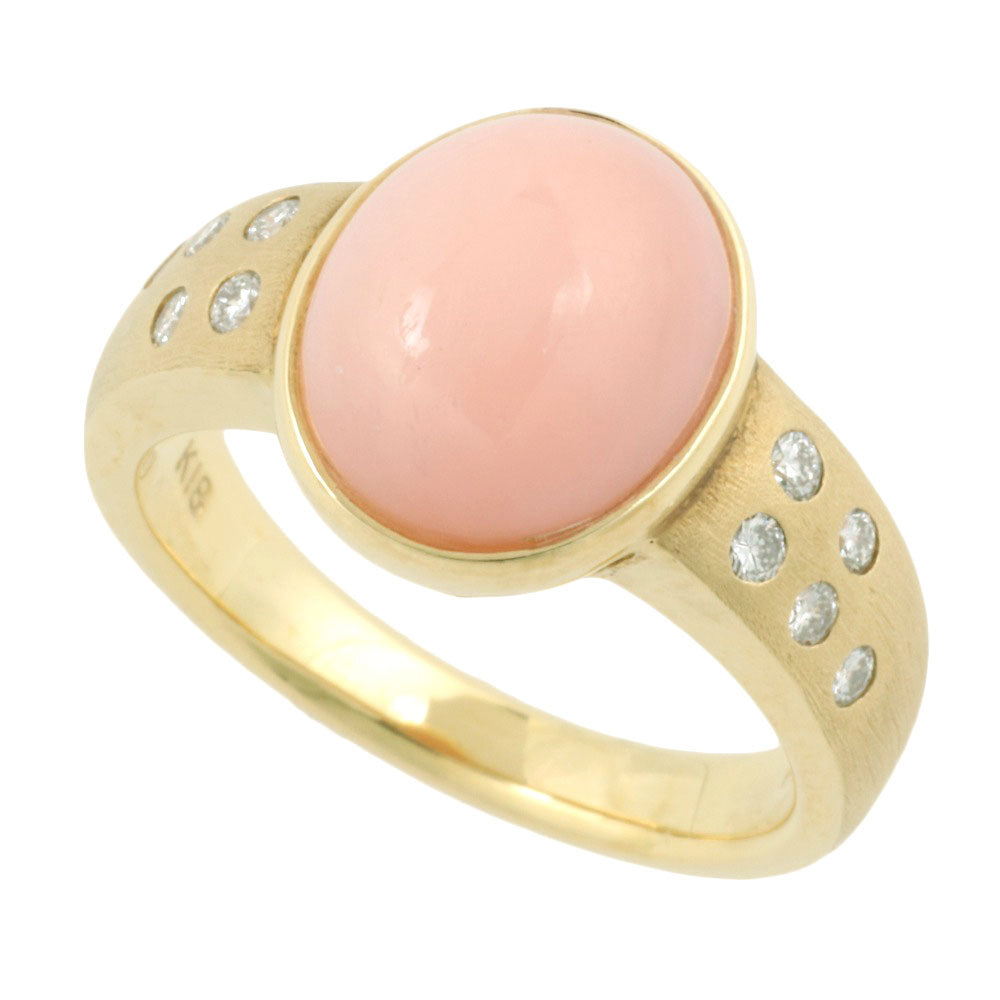 K18YG Pink Coral Ring 11.5 No Brand in Excellent Condition