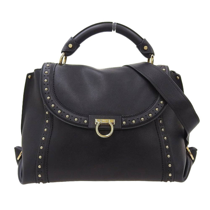 Salvatore Ferragamo Leather 2-Way Bag Black