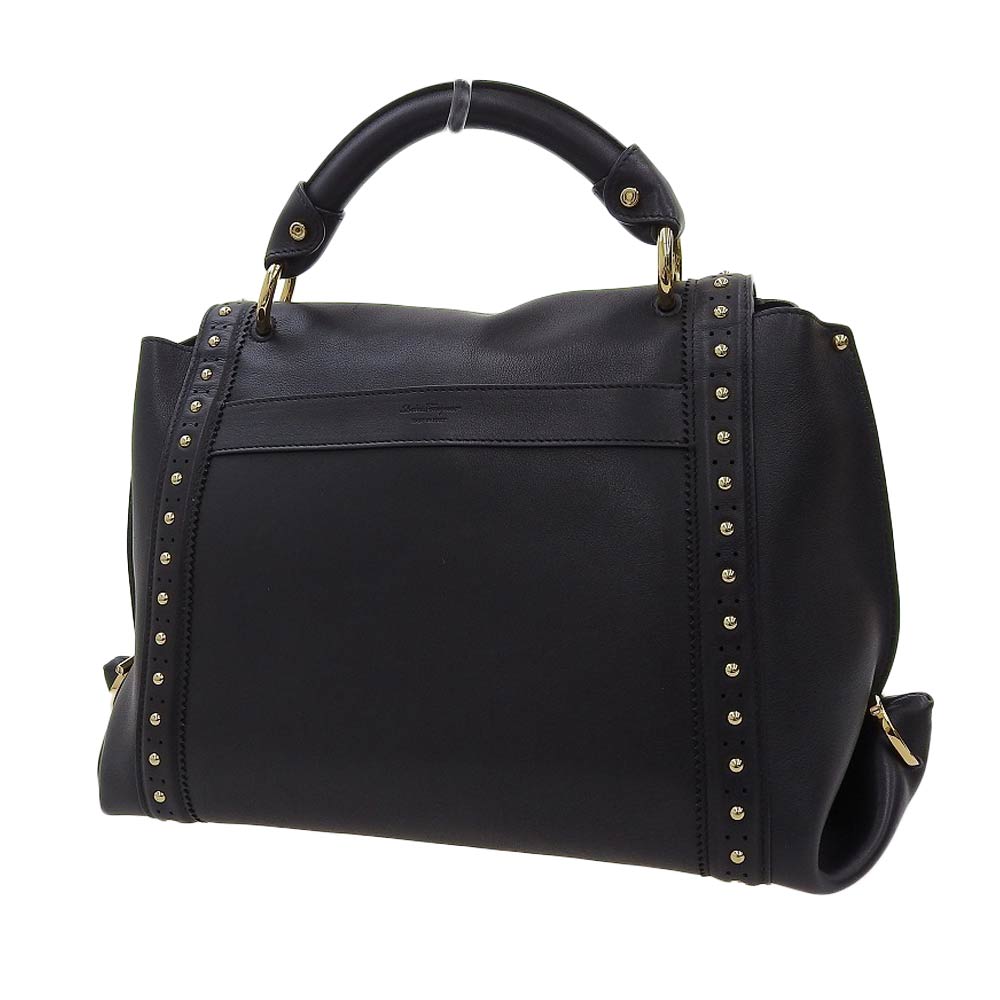 Salvatore Ferragamo Leather 2-Way Bag Black