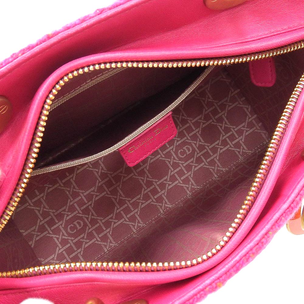 Christian Dior Lady Dior Tweed Handbag Pink in Very Good Condition