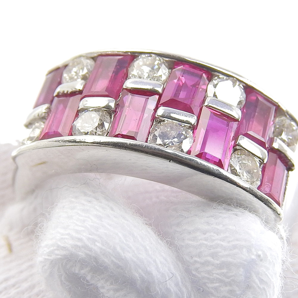 Platinum Pt900 Ruby Ring 1.83ct Diamond 0.60ct Size 12