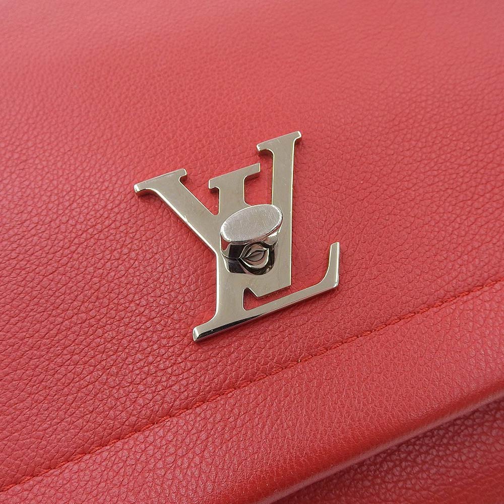 Louis Vuitton Lockme 2 Handbag Calf Leather Ruby Red M50363 in Great Condition