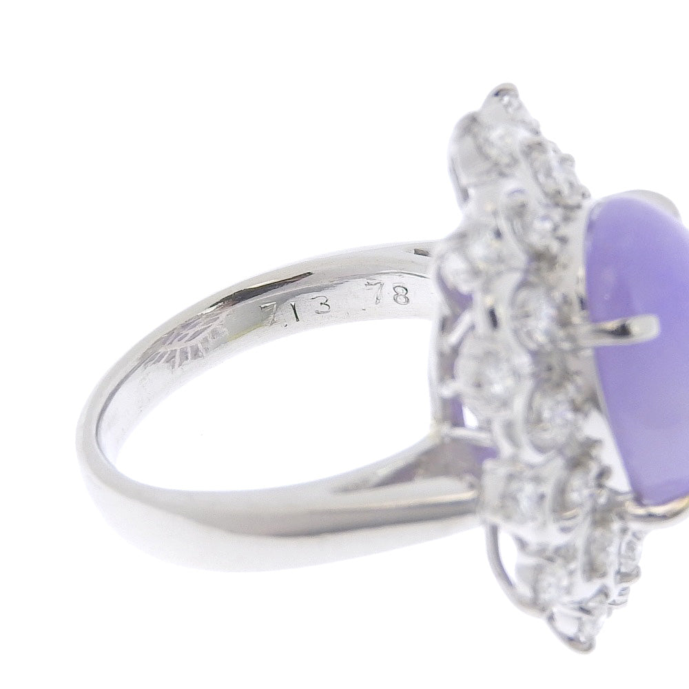 Genuine Jadeite Ring Pt900 Lavender Jade 7.13ct Diamond 0.78ct Size 11