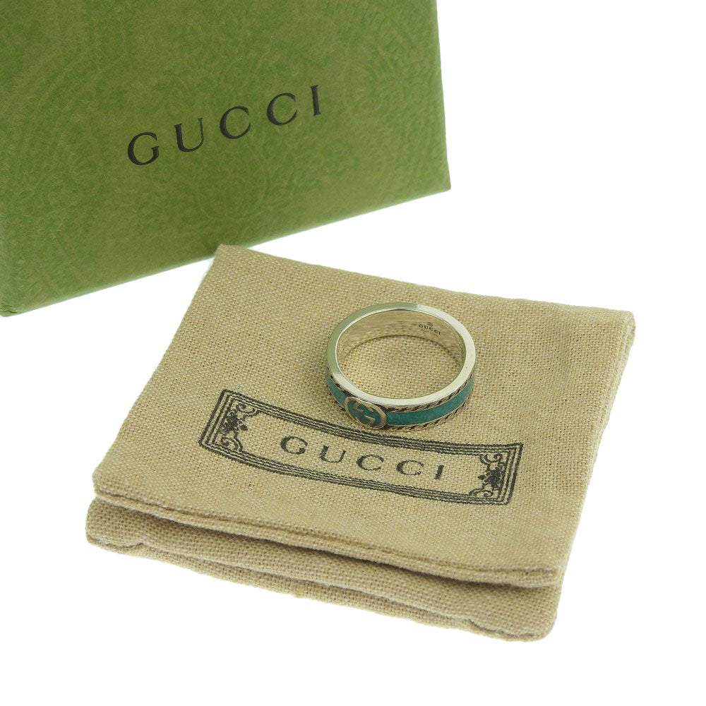 Gucci SV925 Turquoise Interlocking G Ring Size 23