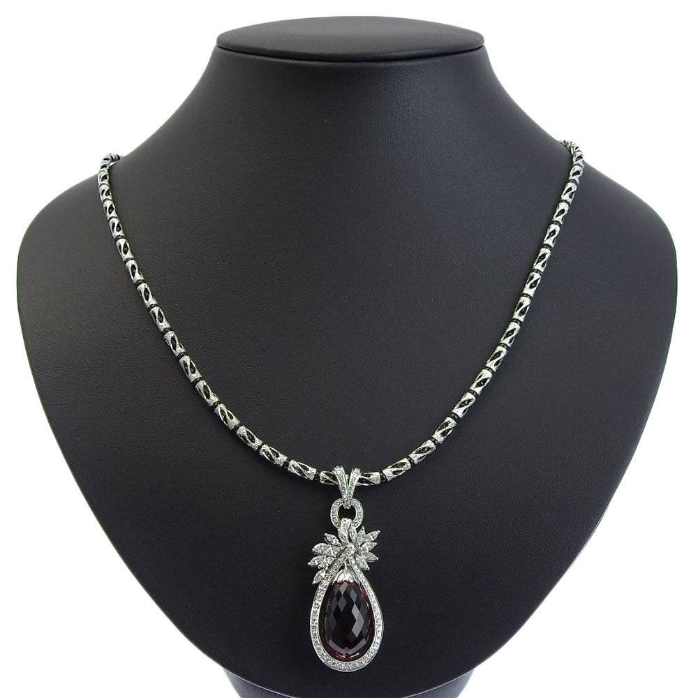 K14WG K18WG Pink Tourmaline Diamond Onyx Necklace