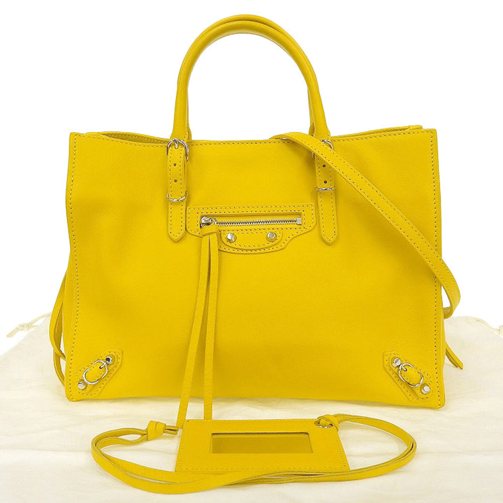 Balenciaga Leather Paper 2WAY Bag Yellow 370926