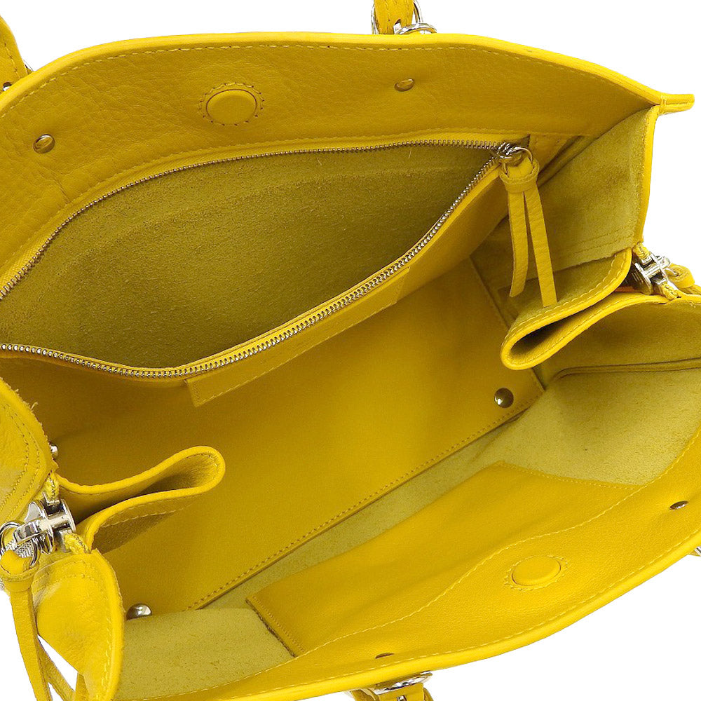 Balenciaga Leather Paper 2WAY Bag Yellow 370926