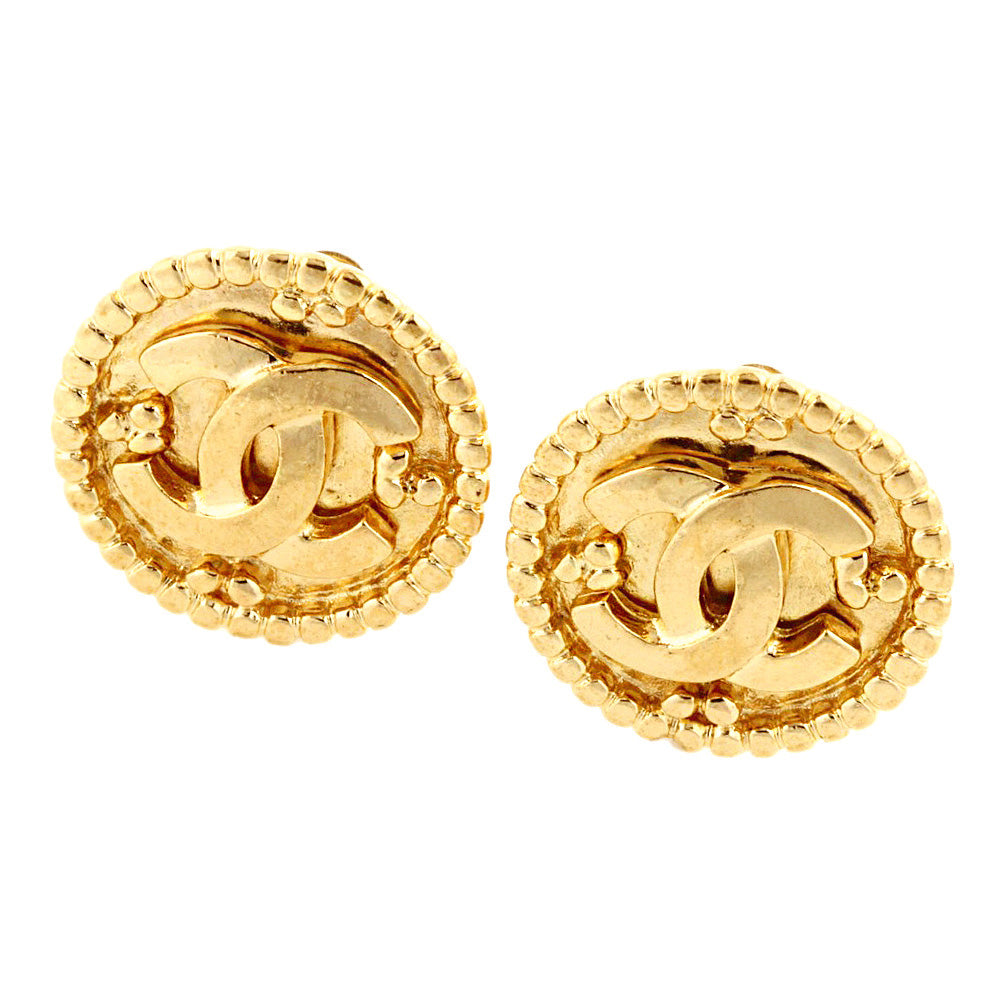 Chanel Coco Mark Logo Earrings Vintage 96A in Great Condition