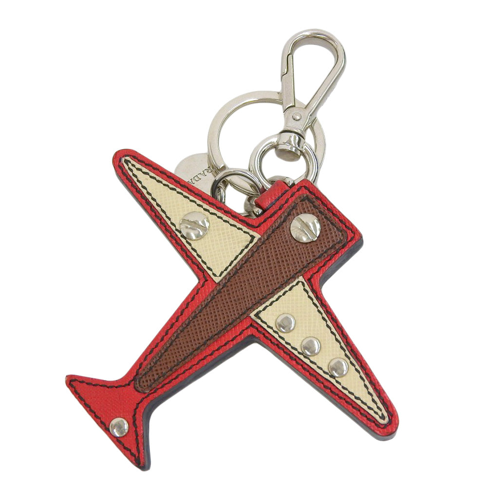 Prada Leather Airplane Charm Keychain