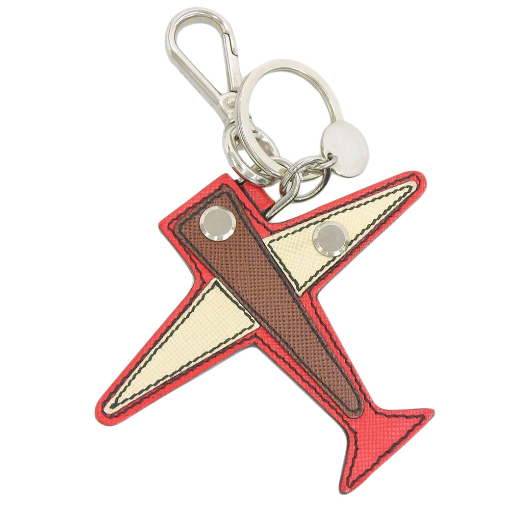 Prada Leather Airplane Charm Keychain