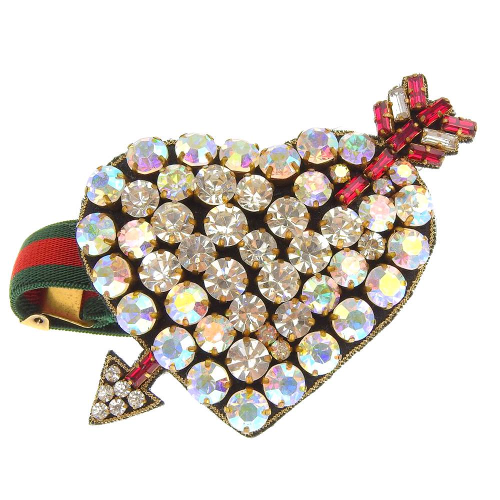 Gucci Rhinestone Heart Bracelet with Crystal Arrow