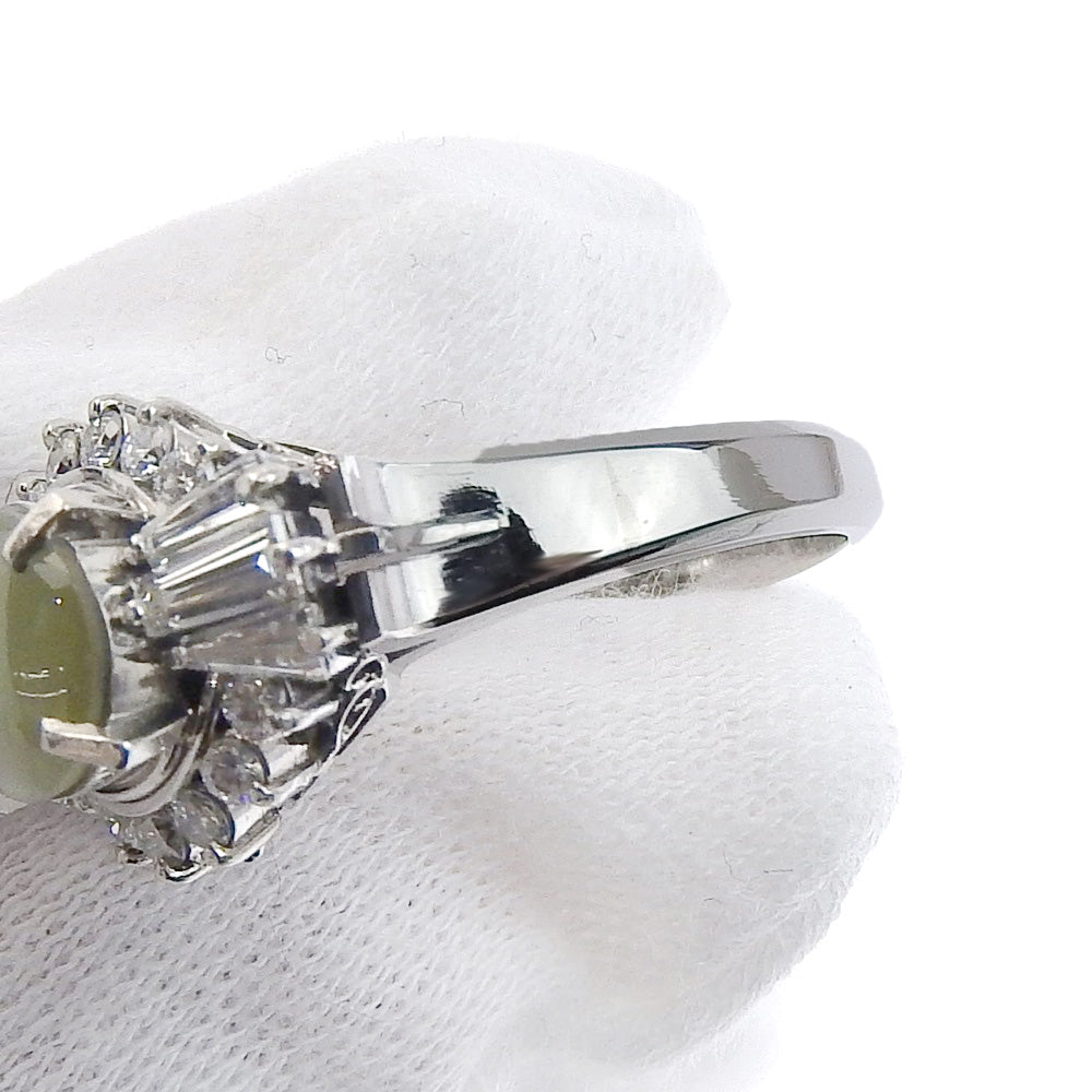 Platinum Pt900 Chrysoberyl Cat's Eye Ring 13.5 No Brand in Excellent Condition