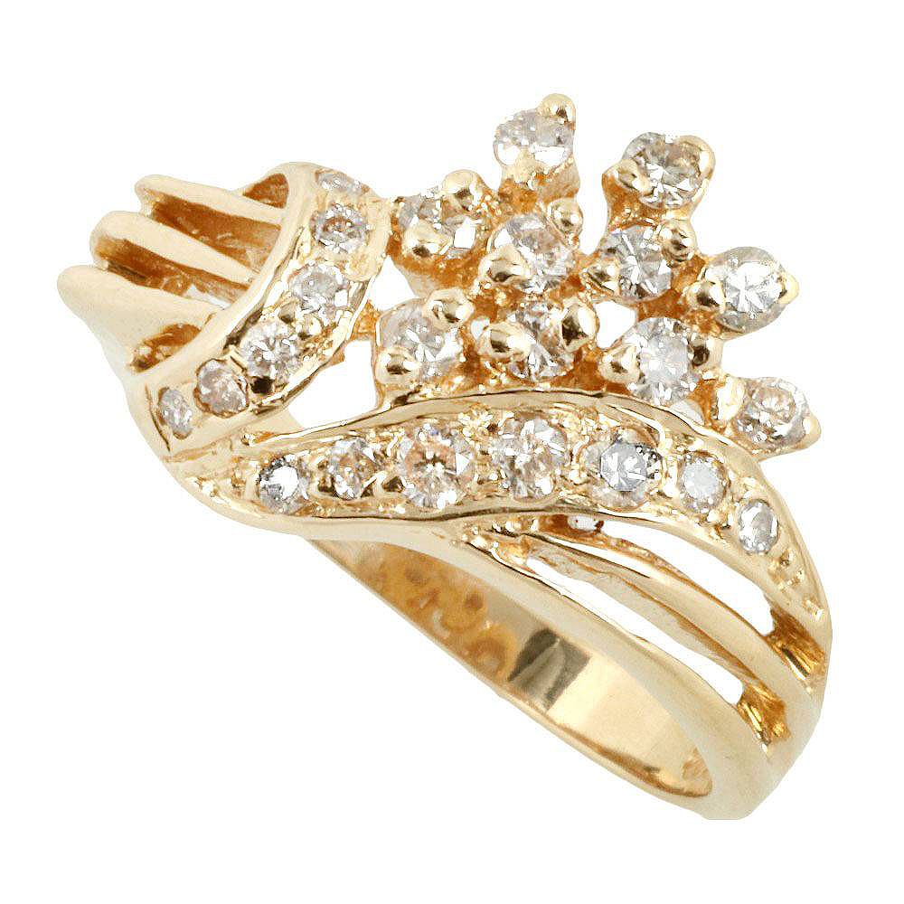 K18YG Diamond Ring 0.41ct Size 7.5