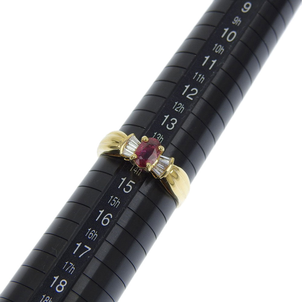 K18YG Ruby Ring with Melee Diamonds, Size 14