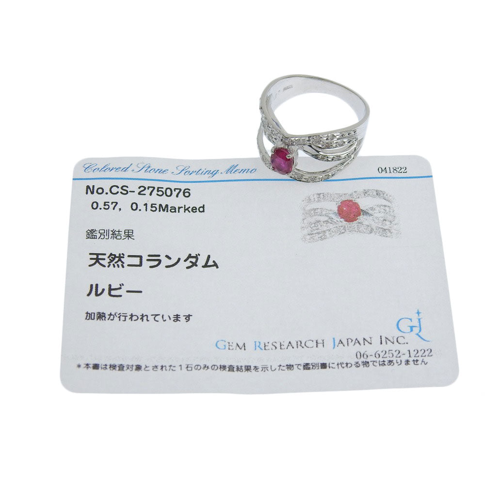 Platinum Ruby Ring PT900 Size 12