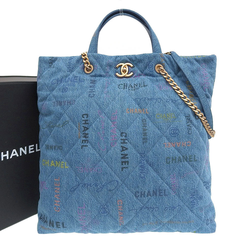 Chanel Denim Maxi Shopping Bag AS3128 in Excellent Condition