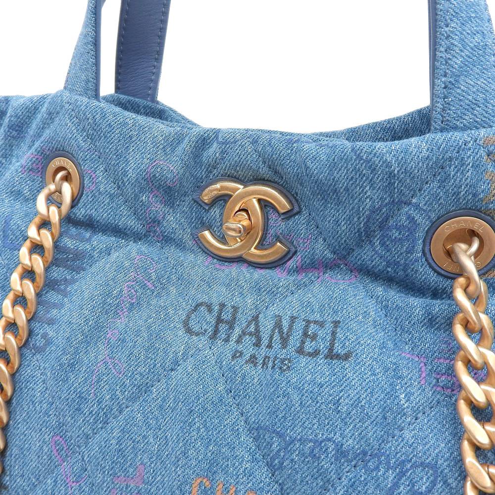 Chanel Denim Maxi Shopping Bag AS3128 in Excellent Condition