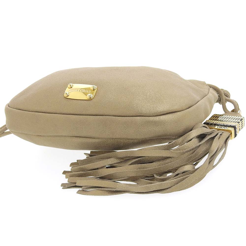 Jimmy Choo Fringe Leather Shoulder Bag Gold in Great Condition