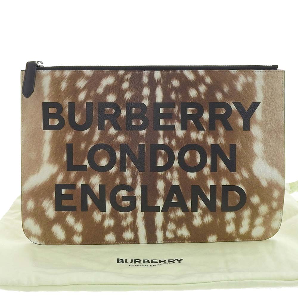 Burberry London Leopard Clutch Bag Brown in Excellent Condition