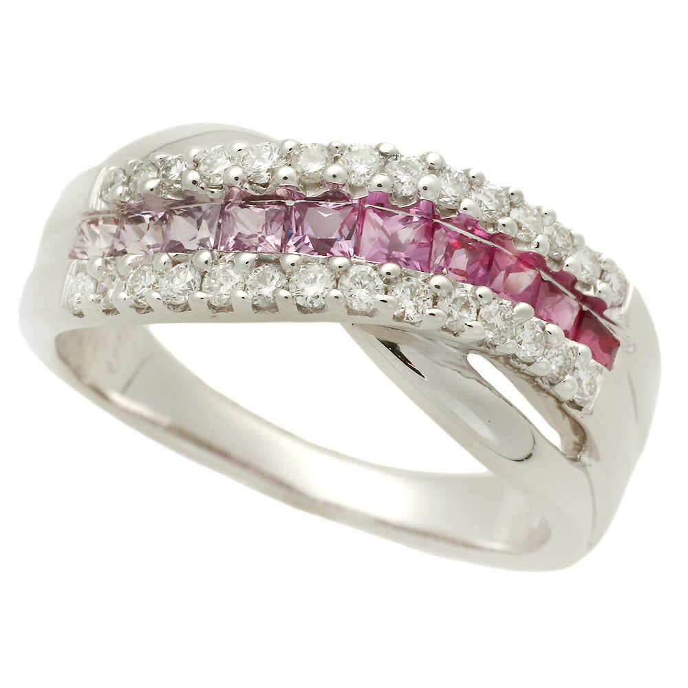 K18WG Pink Sapphire Ring with Diamonds