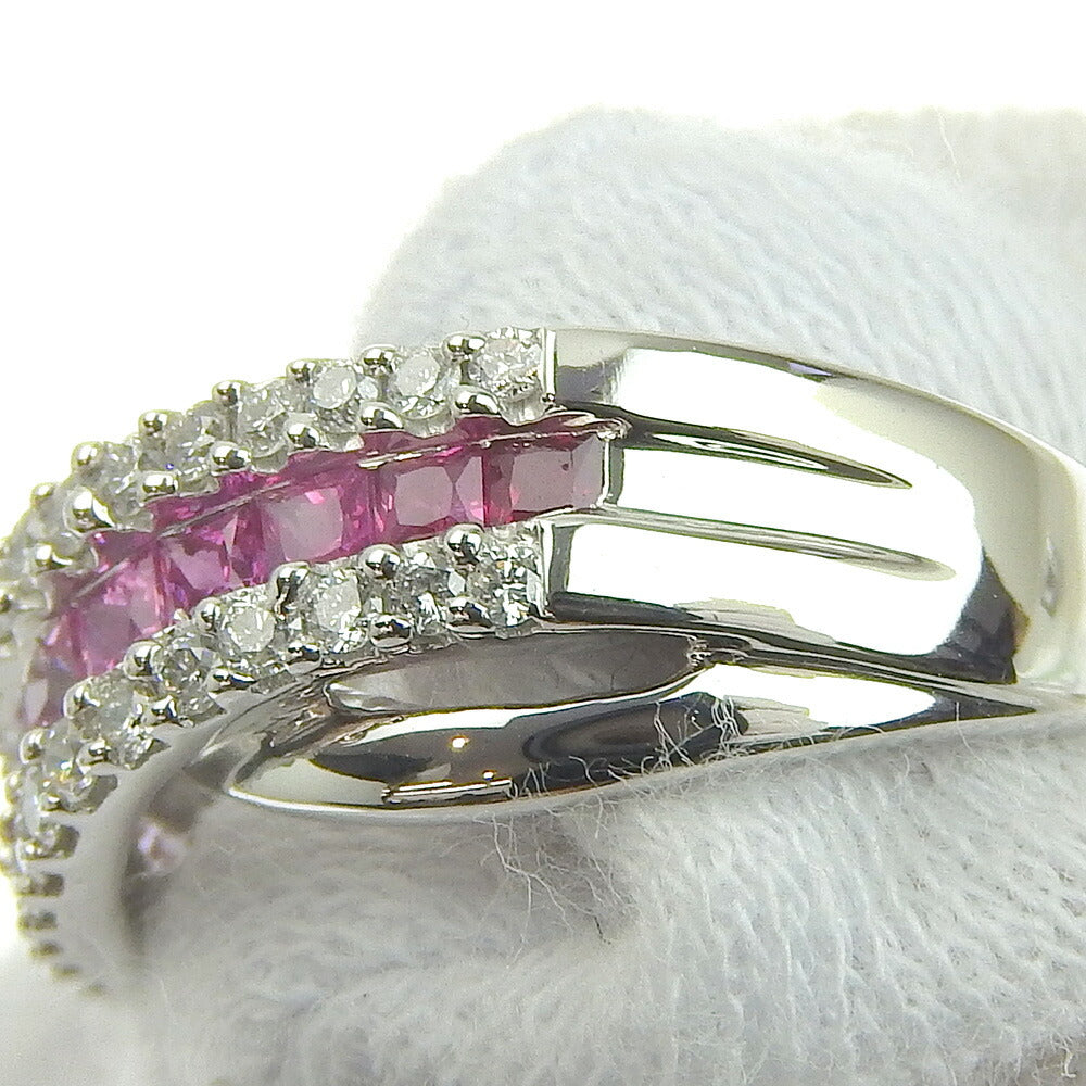 K18WG Pink Sapphire Ring with Diamonds