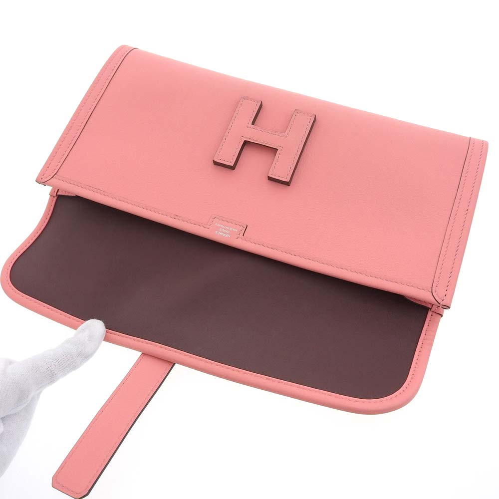 Hermes Jige Elan 29 Clutch Bag Swift Pink Pre-owned in Great Condition