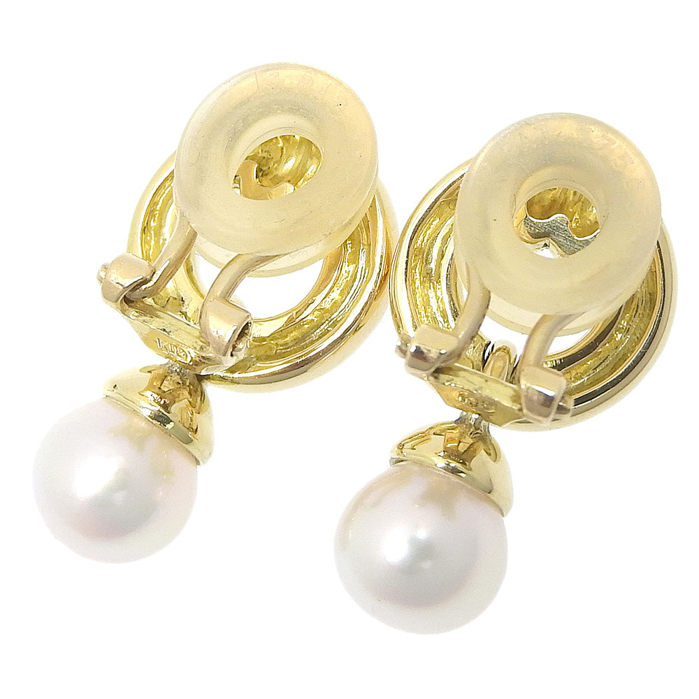 K18YG White Pearl Clip Earrings in Excellent Condition