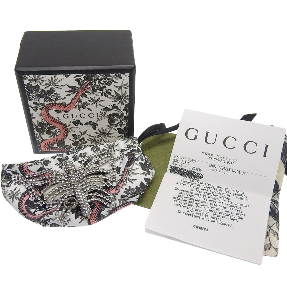 Gucci Interlocking G Butterfly Brooch with Rhinestones