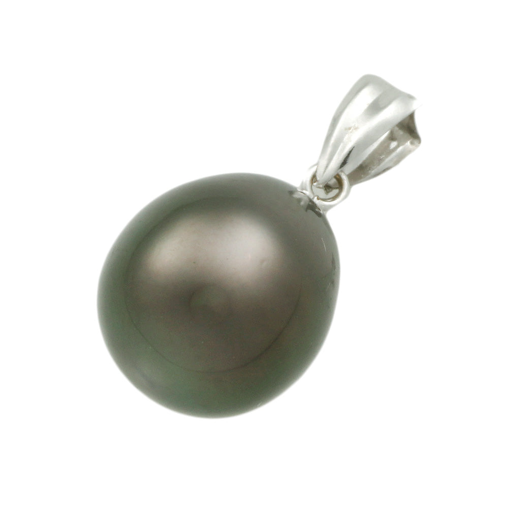 K18WG Black Pearl Pendant Top, White Gold, No Brand