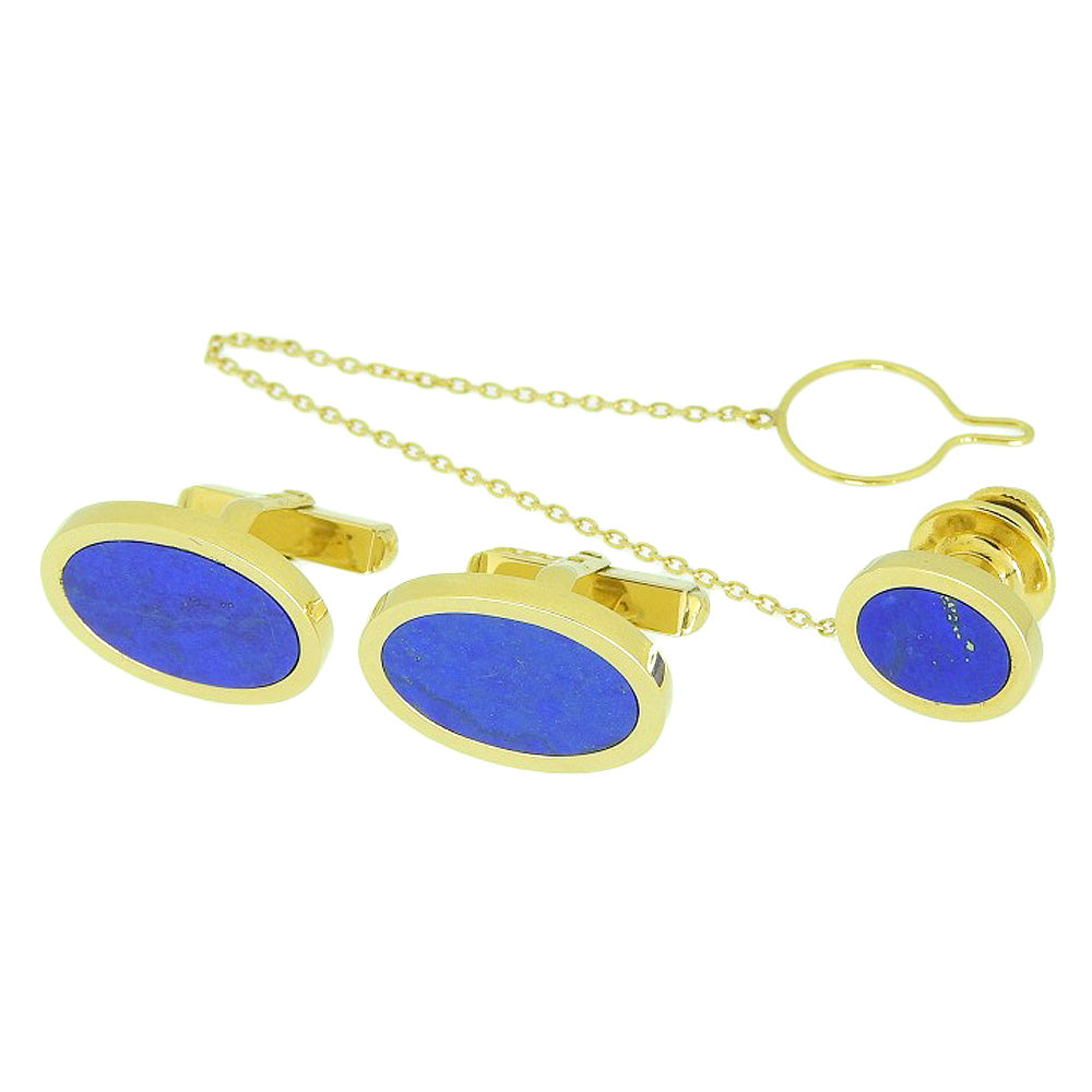 K18YG Lapis Lazuli Cufflinks & Tie Pin Set, Yellow Gold