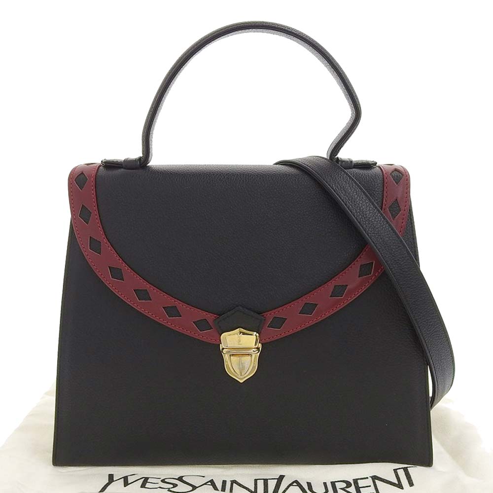 Yves Saint Laurent Leather 2WAY Bag Black Red Vintage in Great Condition