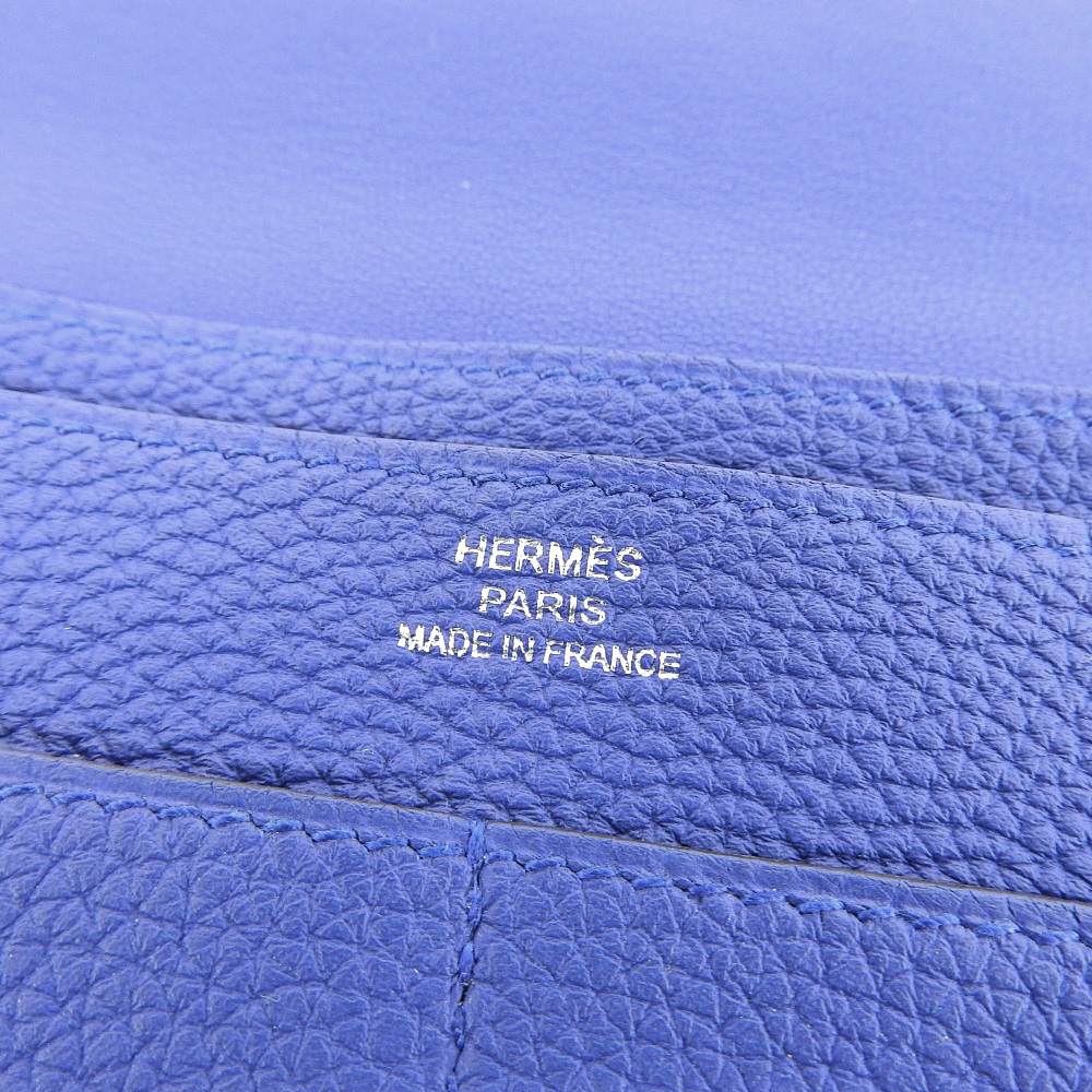 Hermes Dogon GM Long Wallet Blue Electric