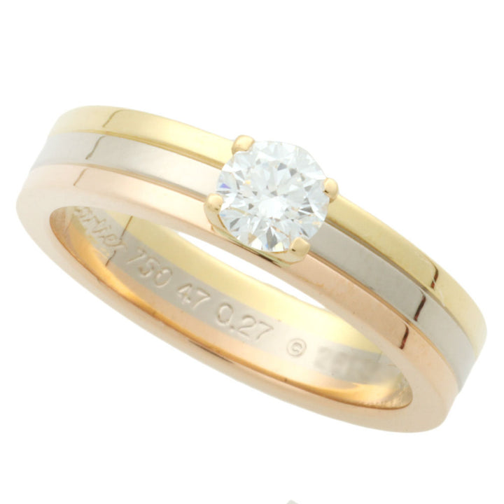 Cartier Trinity Wedding Solitaire Ring K18YG/PG/WG Diamond 0.27ct Size 7 in Excellent Condition