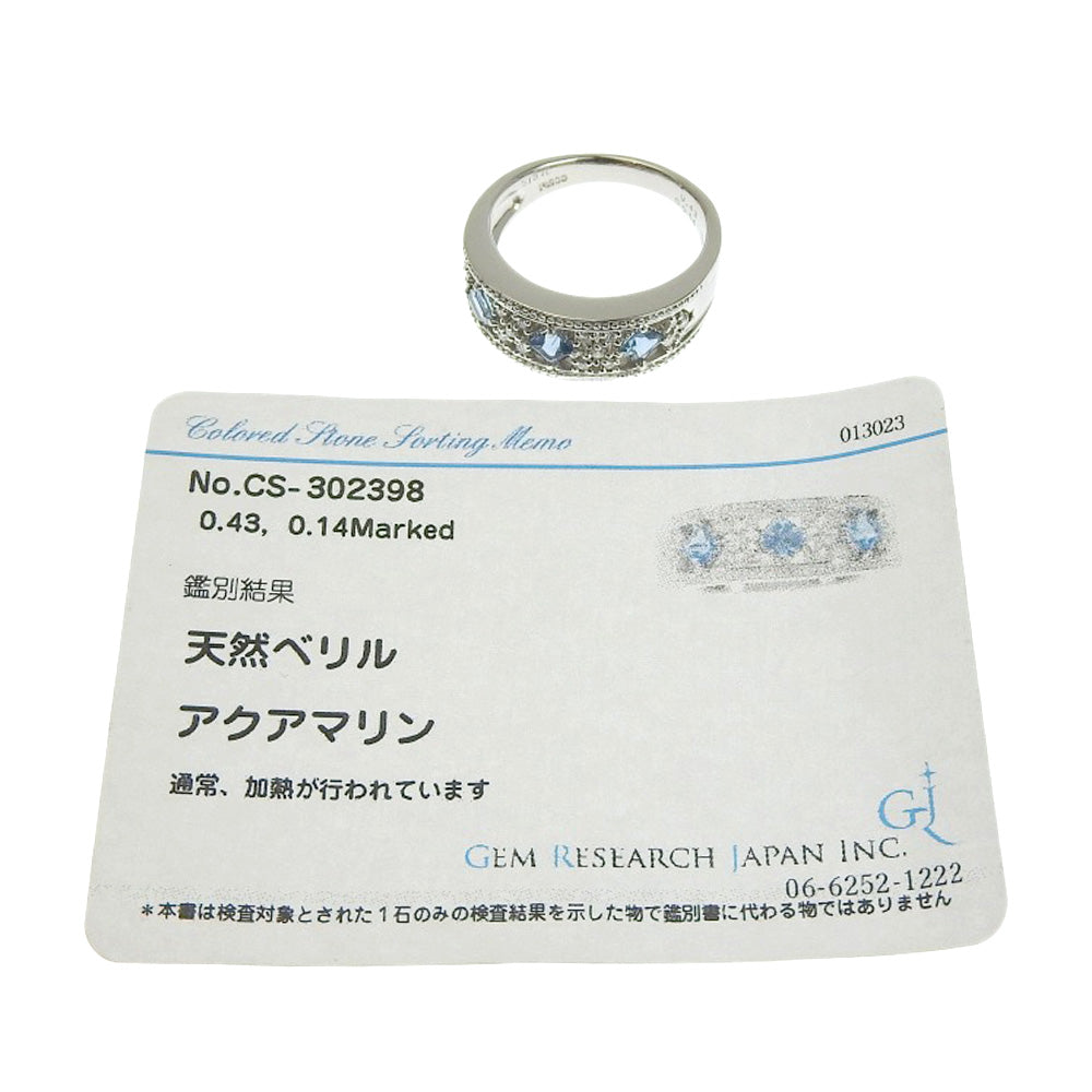 Platinum Aquamarine Ring PT900 Size 15