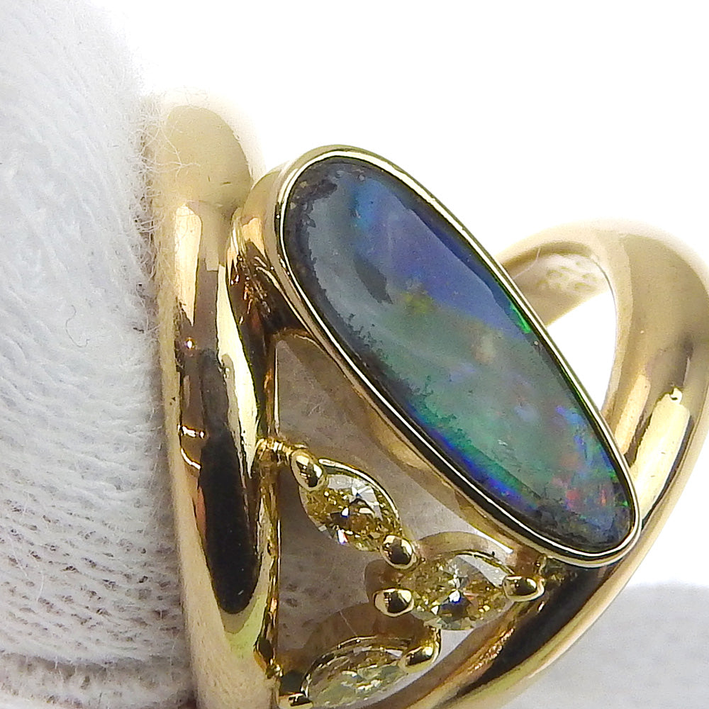 K18YG Opal Ring with Diamonds, Size 3 in Excellent Condition