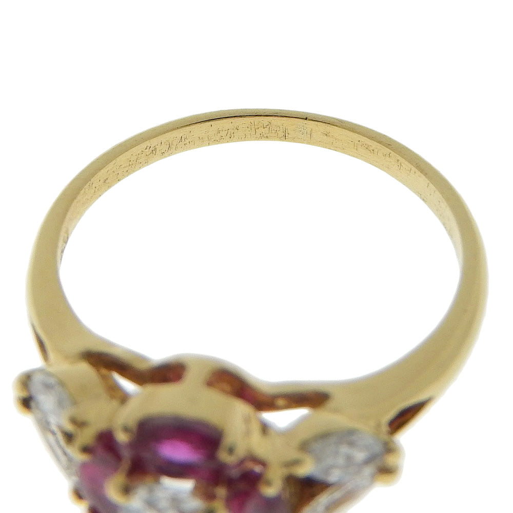 Queen K18YG Diamond Ruby Ring Size 9 in Excellent Condition