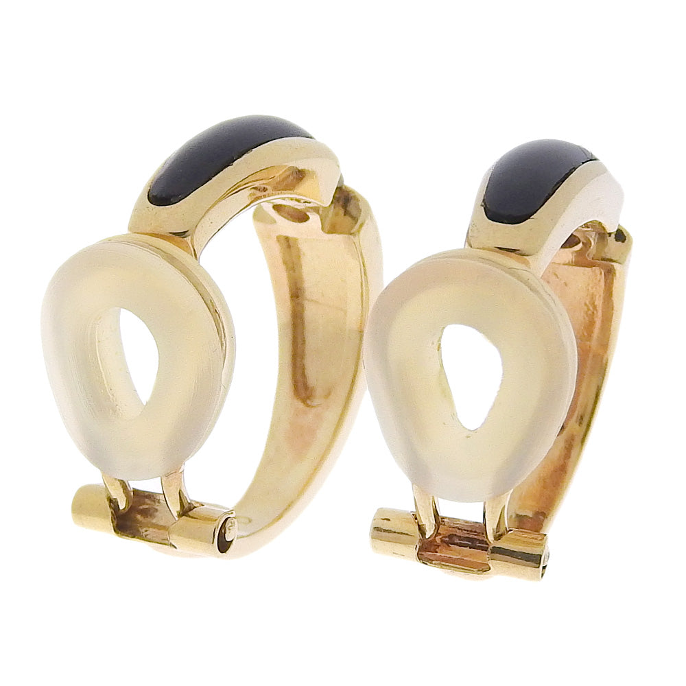 K18YG Yellow Gold Onyx Diamond Earrings in Excellent Condition