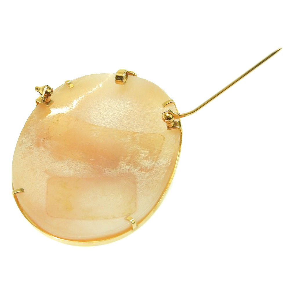 Authentic Shell Cameo Pendant Brooch K18YG Yellow Gold