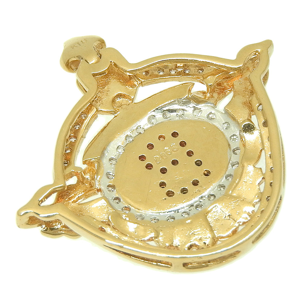 K18YG Yellow Gold B Motif Pendant Top with Melee Diamond 0.63ct in Excellent Condition