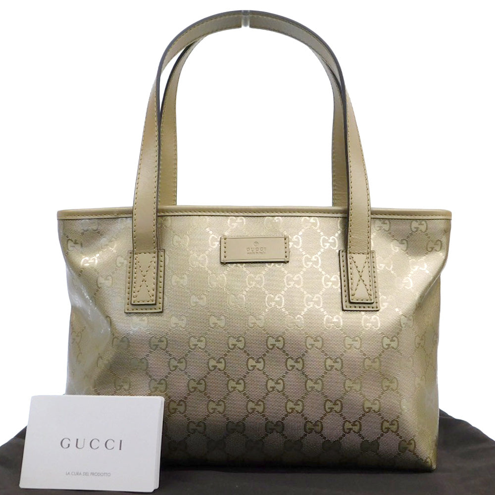 Gucci GG Imprime Logo Tote Bag Gold in Excellent Condition