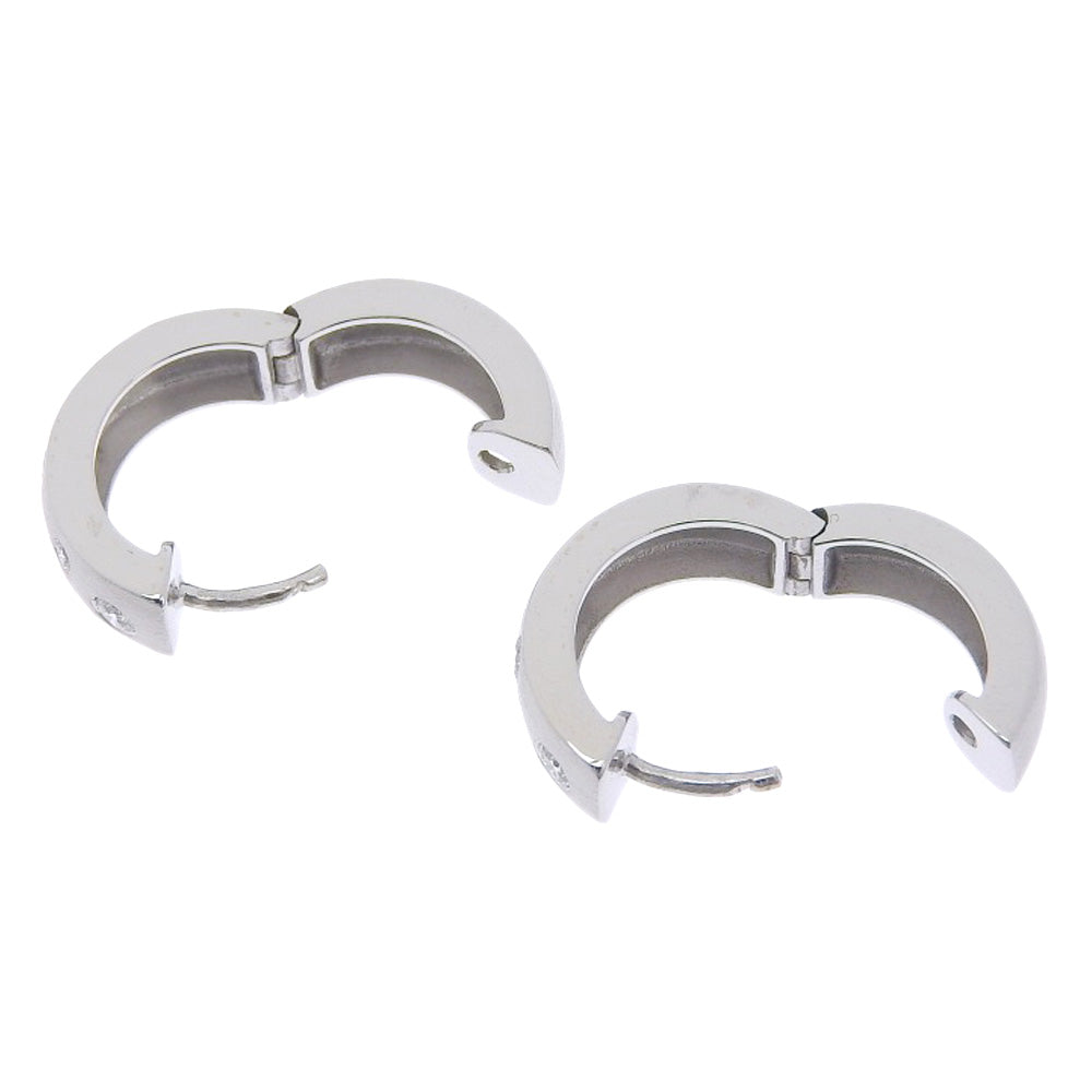 K14WG Diamond Hoop Motif Earrings White Gold in Excellent Condition