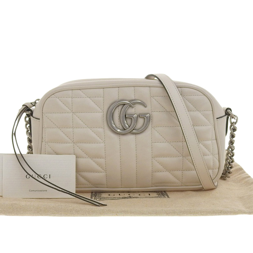 Gucci GG Marmont Leather Shoulder Bag White