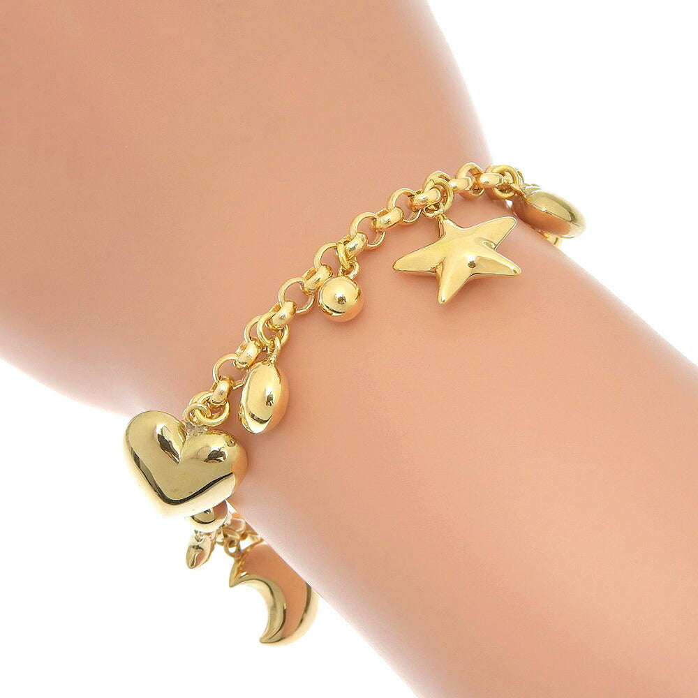 K18YG Yellow Gold Star Heart Moon Bracelet