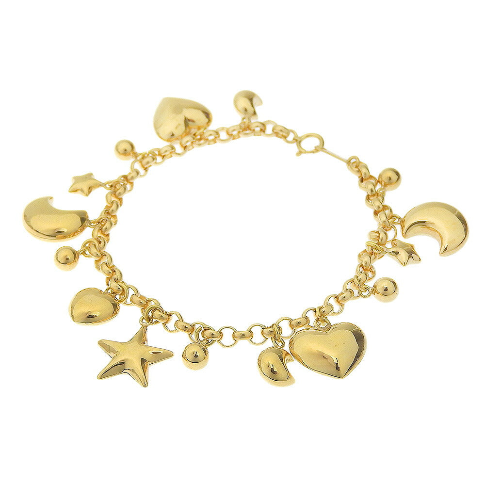 K18YG Yellow Gold Star Heart Moon Bracelet