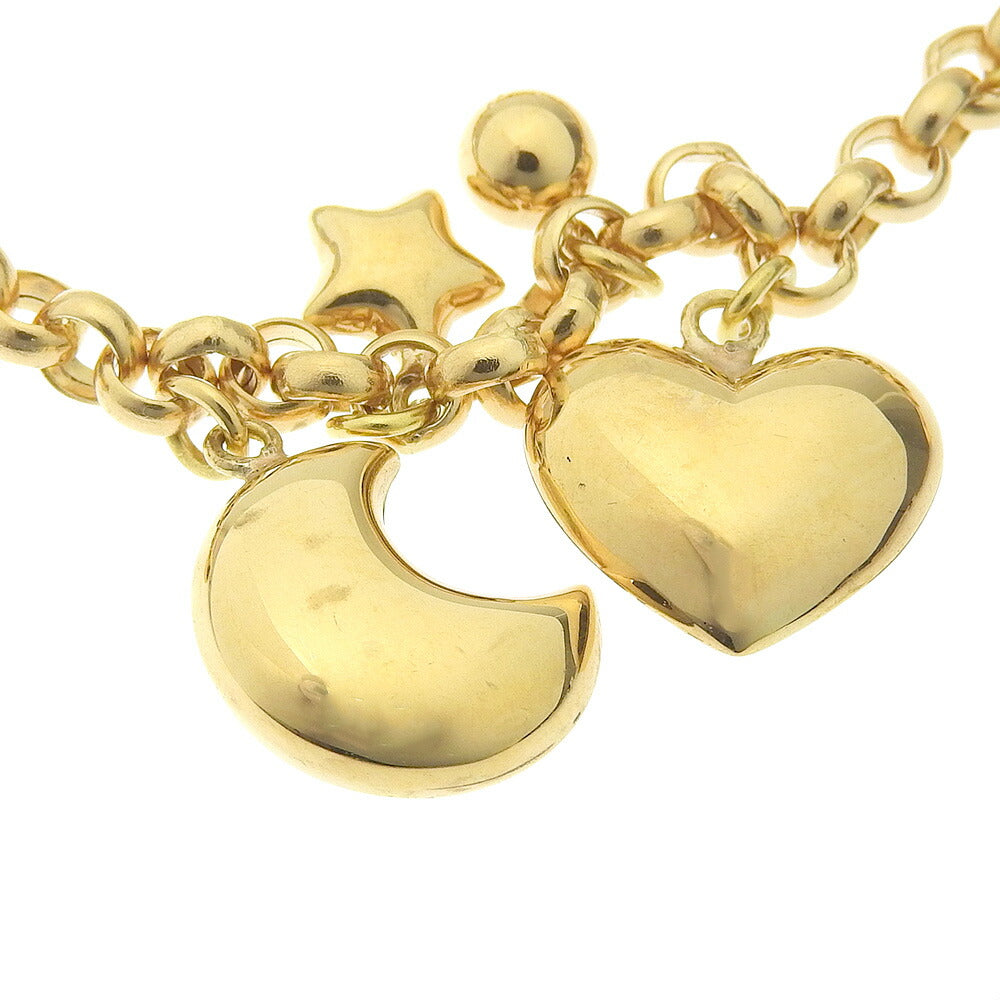 K18YG Yellow Gold Star Heart Moon Bracelet