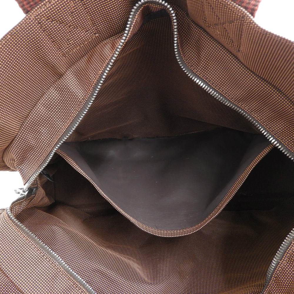 Hermes Canvas Tote MM Handbag Brown in Very Good Condition