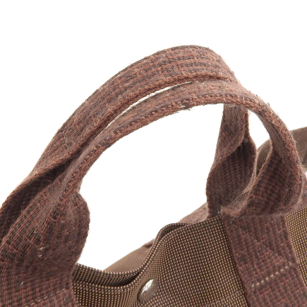 Hermes Canvas Tote MM Handbag Brown